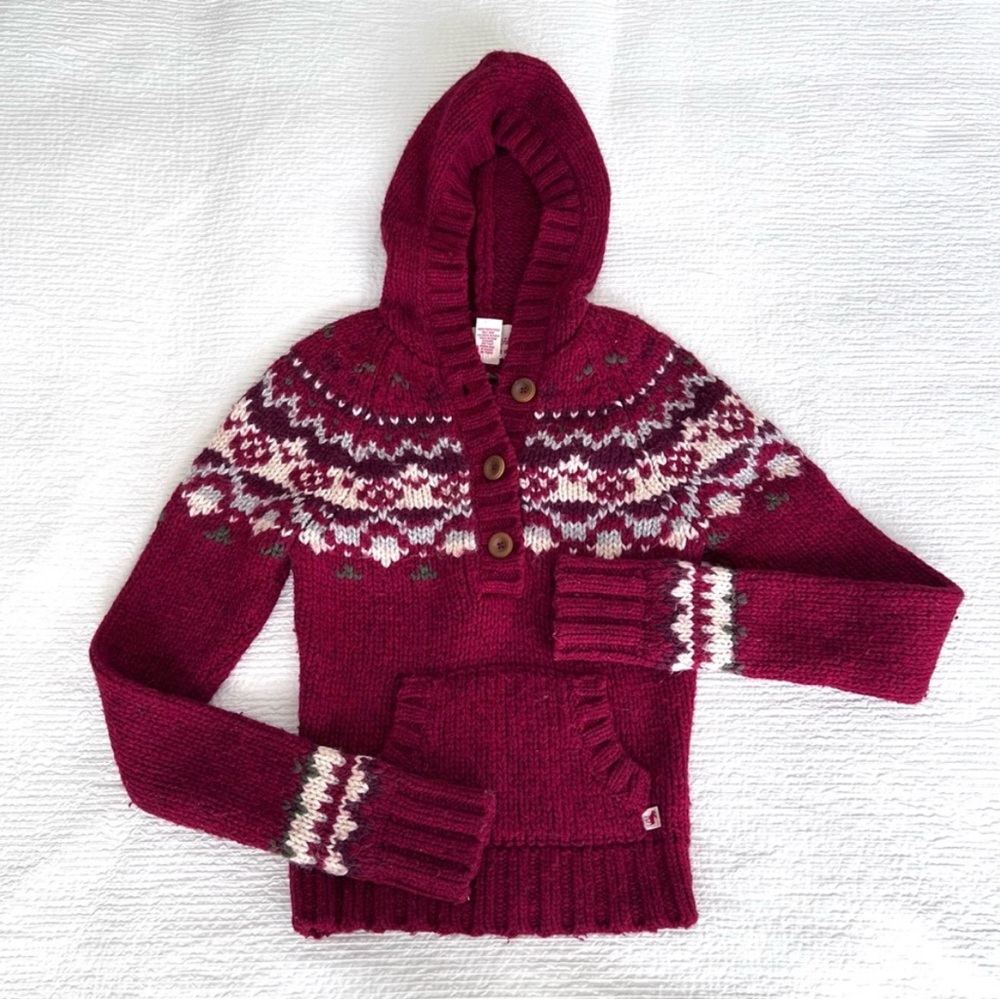 Abercrombie & Fitch Wool Sweater Fair Isle vintage hoodie red